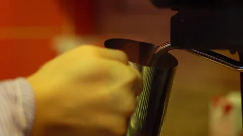 The waiter prepares coffee in the cafe Stock Footage 120465449