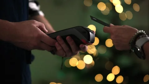 Waiter Processing The Payment Using Credit Cards Terminal Stock Footage 311924417
