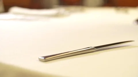 Waiter puts cutlery on the table Stock Footage 71467609