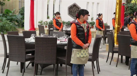 Waiter in restaurant Stock Footage 24663292