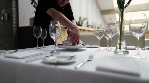 The waiter in the restaurant Stock Footage 60701428