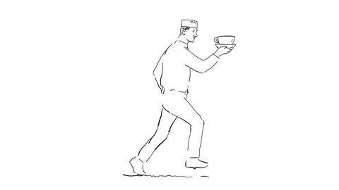 Waiter Running Coffee 2D Animation Stock Footage 85201022
