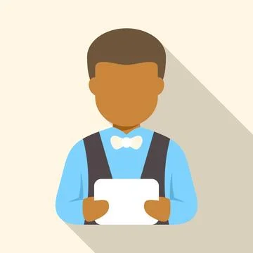 Waiter server man holding tablet illustration Stock Illustration