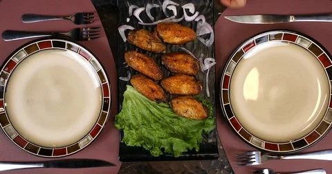 The Waiter serves dish on the Table 스톡 동영상 119356664