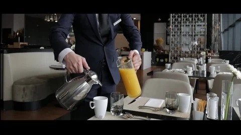 The waiter serves the guest Stock-Footage 79531850
