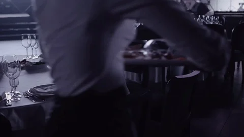 The waiter serves the table to the Banquet Stock Footage 103380141