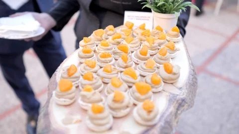 Waiter serving canaps at a banquet Stock Footage 116134460