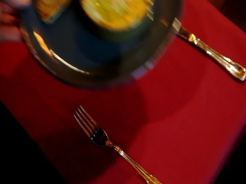 Waiter serving a dish in a restaurant Video stock 85234942