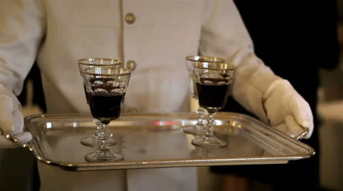 Waiter serving drinks at cocktail party Stock Footage 24896765