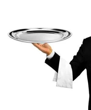 Waiter serving empty platter Stock Photos
