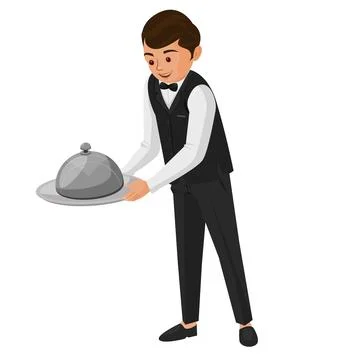 Waiter serving food Stock Illustration