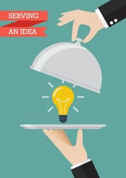 Waiter serving an idea Stock Illustration