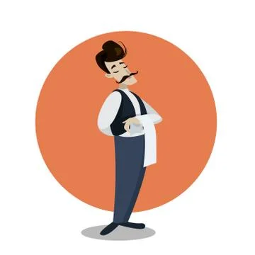 Waiter serving. Vector flat illustration Stock Illustration