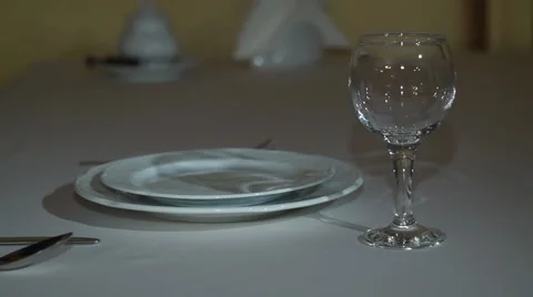 Waiter Setting Formal Dinner Table Stock Footage 55551588