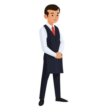 Waiter standing illustration Stock Illustration