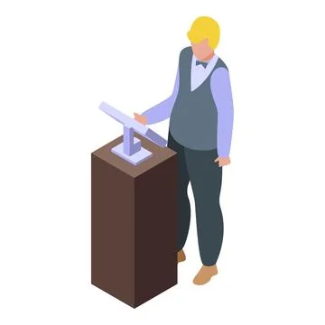 Waiter taking orders using a digital touchscreen menu at a modern restaurant 库存插图