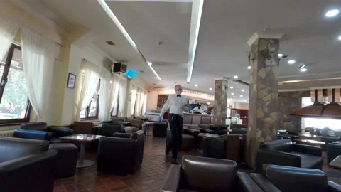 A waiter at the time of the pandemic Stock Footage 142774526