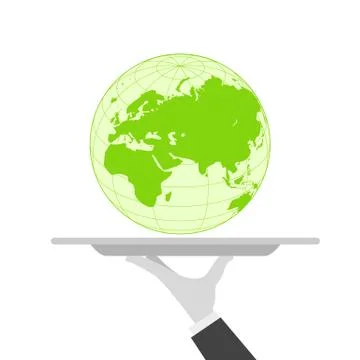 Waiter tray earth Illustrazione stock
