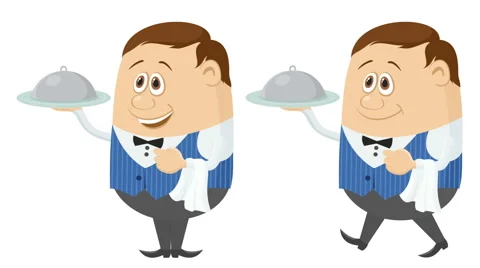 Waiter with Tray, Seamless Loop Stock Footage 60614453