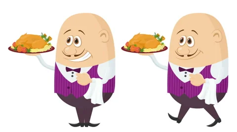 Waiter with Turkey, Seamless Loop Stock Footage 60775502