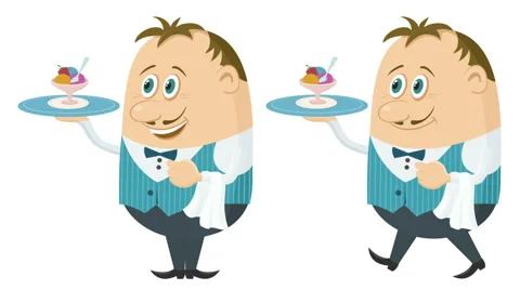 Waiter with Turkey, Seamless Loop Stock Footage 60848186