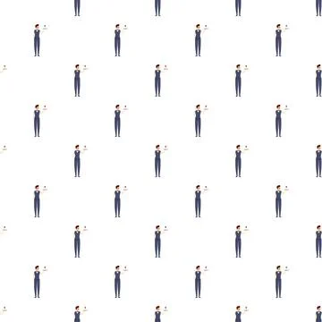 Waiter uniform pattern serving red wine glass Illustrazione stock
