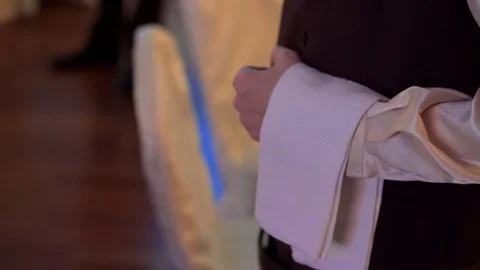 The waiter is waiting at the table Stock Footage 98222961