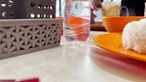 Waiter while serving food to his guests Stock Footage 213866252