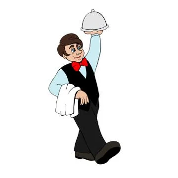 Waiter on a white background Stock Illustration