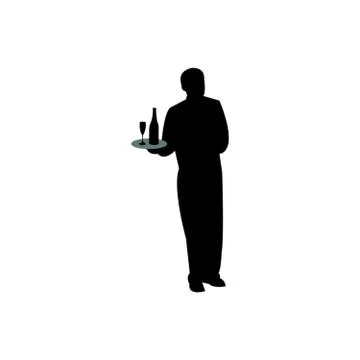Waiter on white Stock Illustration
