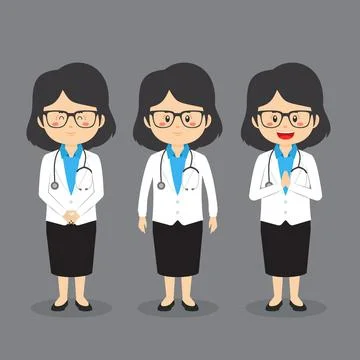 Waiters Character with Various Expression Stock Illustration