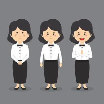 Waiters Character with Various Expression Stock Illustration