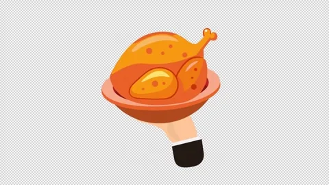 A waiter's hand holding a plate of fried chicken 库存影片 343825863
