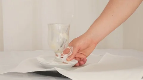 Waiter's Hands Take the Glass Stock Footage 76681082