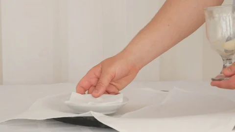 Waiter's Hands Take the Glass Stock Footage 76681229