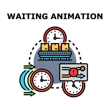 Waiting animation concept for loading process and time management Illustrazione stock