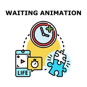Waiting animation screen with time management puzzle Stock Illustration