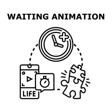 Waiting animation screen with time management puzzle Stock Illustration