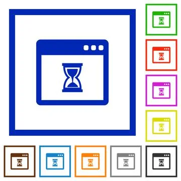 Waiting application flat framed icons 스톡 일러스트