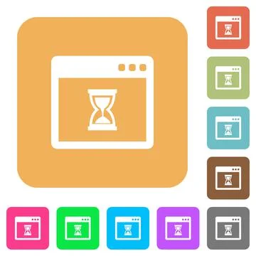 Waiting application rounded square flat icons Stock Illustration