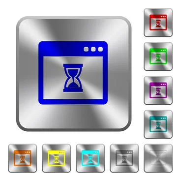 Waiting application rounded square steel buttons Stock Illustration