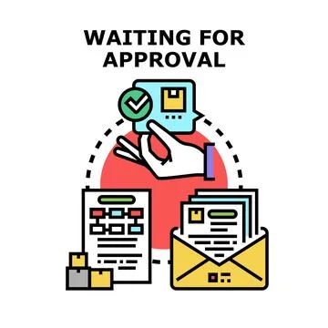 Waiting for approval concept with documents and delivery box Stock Illustration