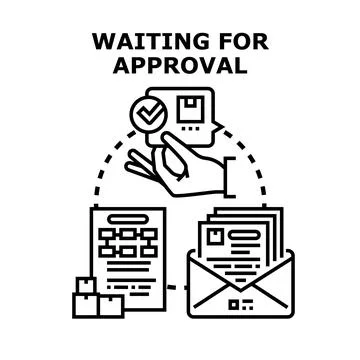 Waiting for approval concept with documents and delivery box Stock Illustration