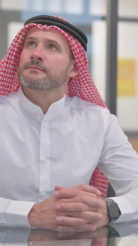 Waiting Arab Man Checking Time on Watch, vertical video Stock Footage 324708395