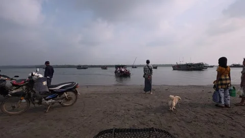 Waiting for a boat in Myanmar Stock Footage 330729260