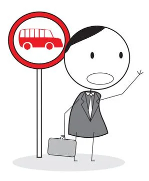 Waiting bus Stock Illustration