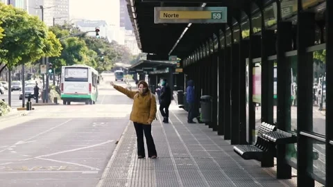 Waiting at the Bus Stop Stock Footage 134178437