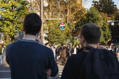 Waiting to cross Stock Photos