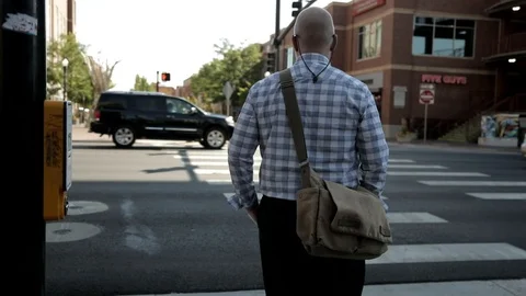 Waiting for Crosswalk Stock Footage 100034063