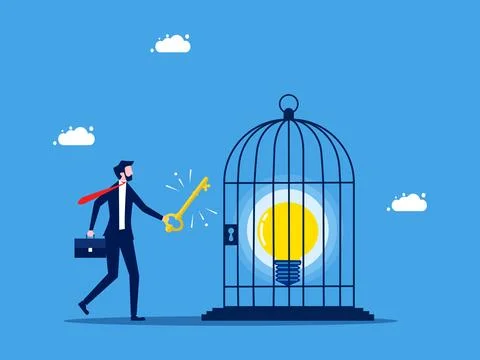 Waiting for the disclosure of knowledge or business secrets. Businessman hold Illustrazione stock
